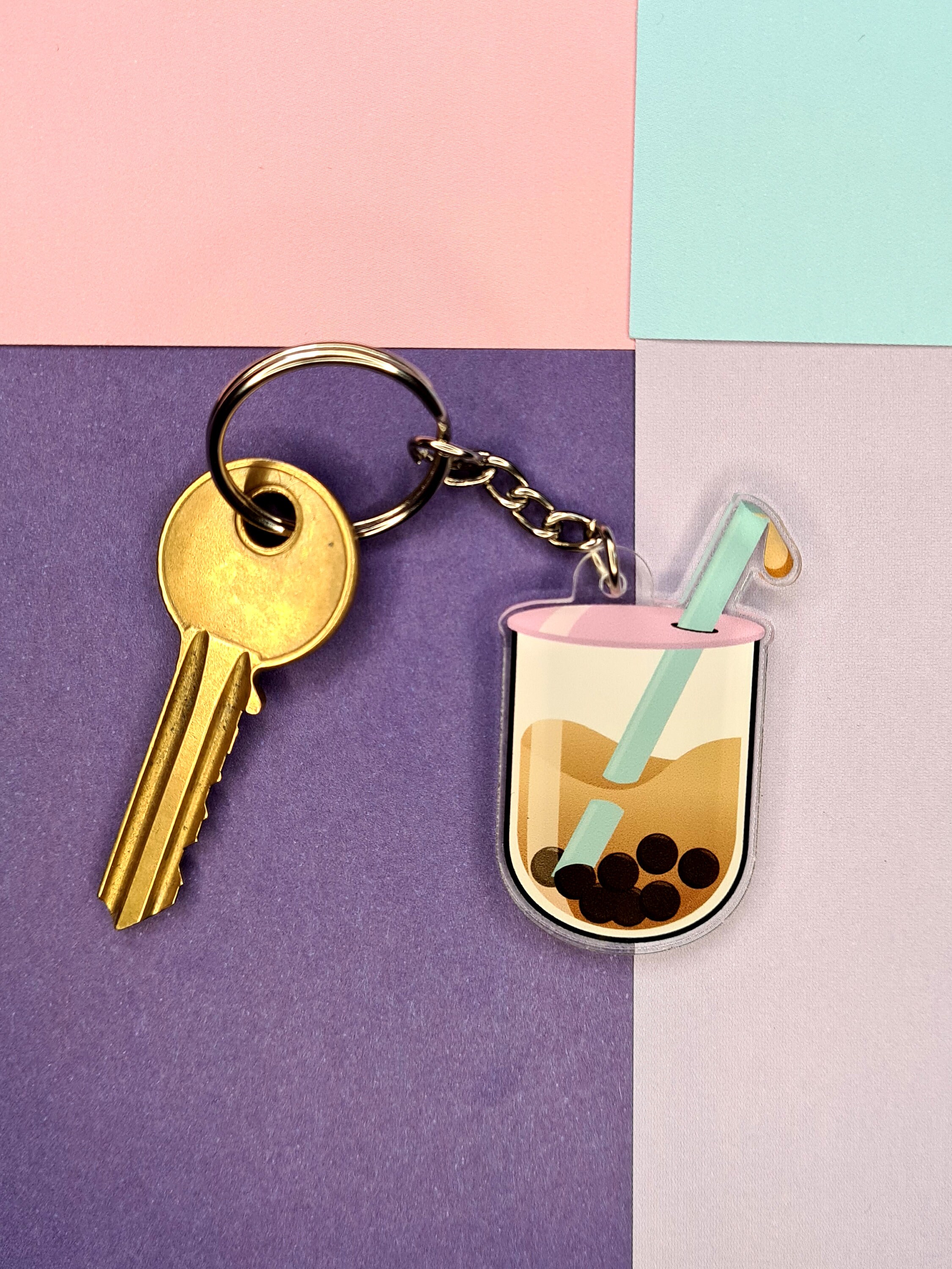 Bubble Tea Keychain Cute Keychain Kawaii Aesthetic Boba Etsy