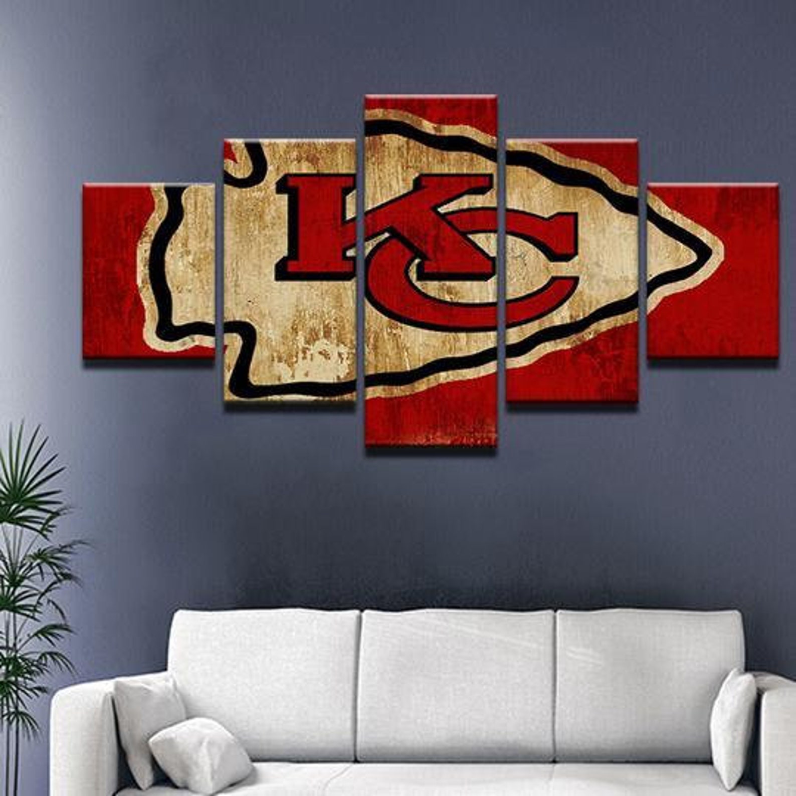 Kansas City Chiefs 2 Logo Football NFL Sports Canvas Wall Art Etsy