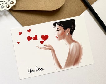 Valentinstag Postkarte, Autoren-Urlaubskarte mit Umschlag