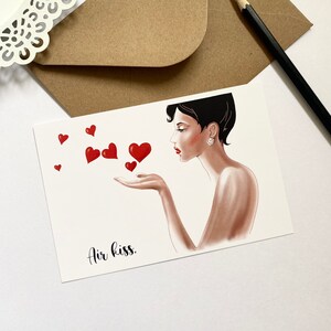Postal del Día de San Valentín, tarjeta de vacaciones de los autores con sobre