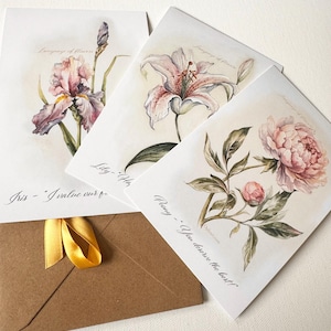Cartes postales de fleurs, set 3. Avec enveloppes