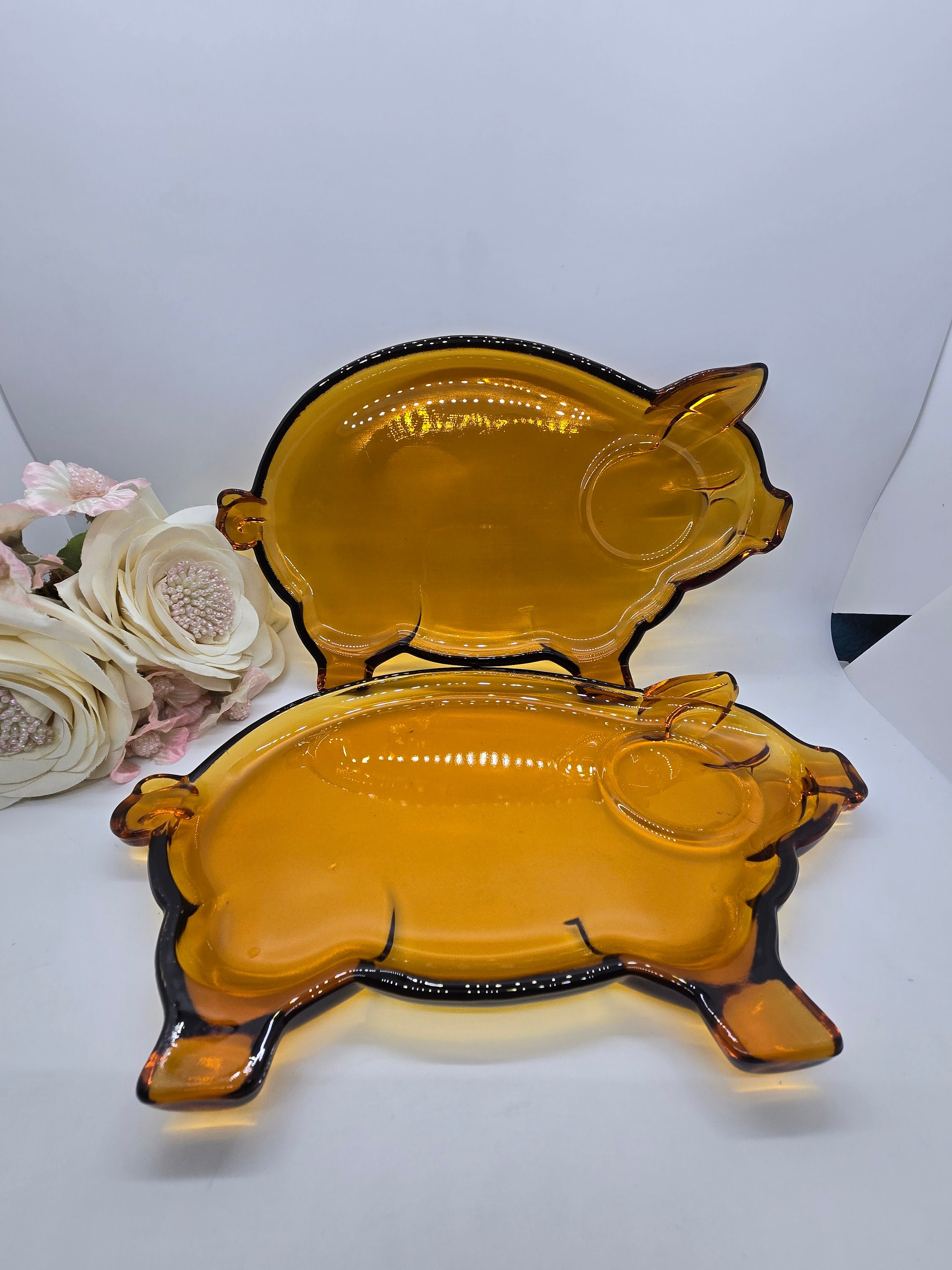 Vintage Amber Pig Indiana Glass Snack Lunch Appetize Plate