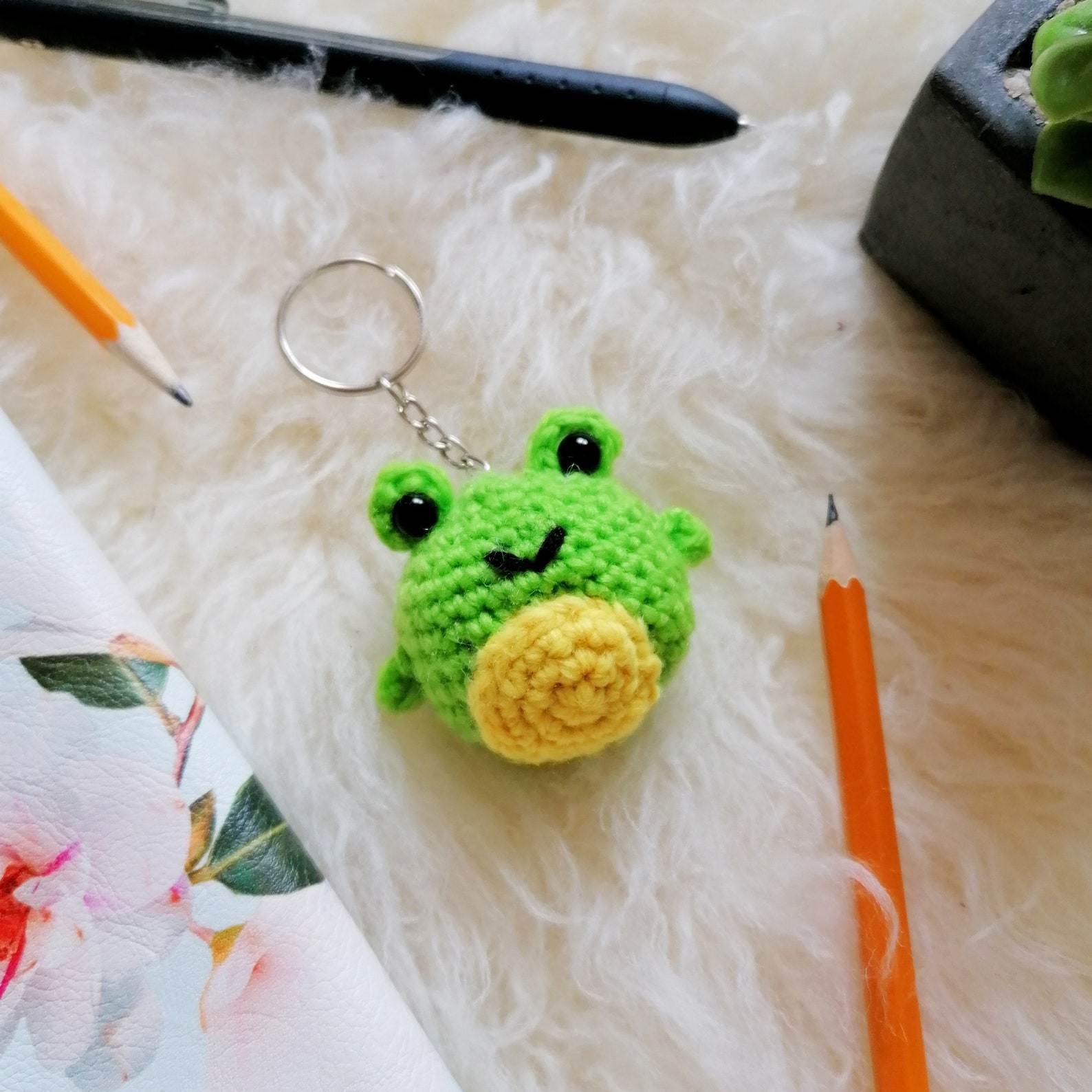 Handmade Crochet Frog Keychain | Etsy