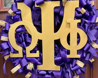 Omega Psi Phi Custom Made Wreath