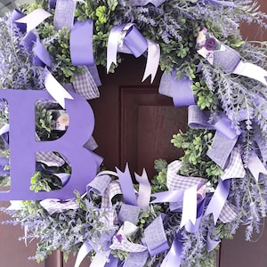 Lavender in Summer Time Wreath  -  Your Initial Can Be Added!