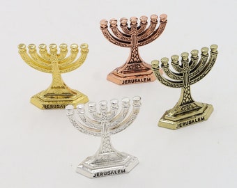 Mini bougies Menorah, 4 pièces, 7 bougies, branche de Hanukkah, décoratives, terre sainte, cadeau de Jérusalem, bénédiction, différentes couleurs