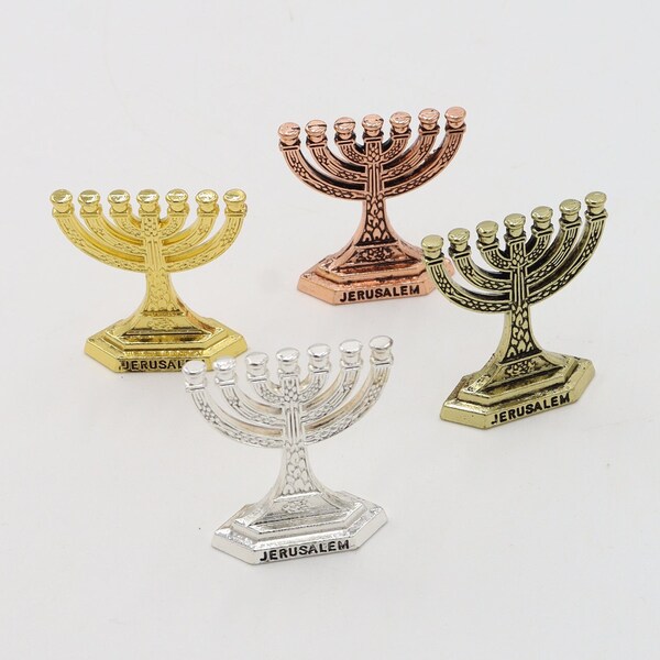 4 PCS Menorah Mini 7Candle Hanukkah Branch Decorative Holy Land Jerusalem Gift Bless Different color