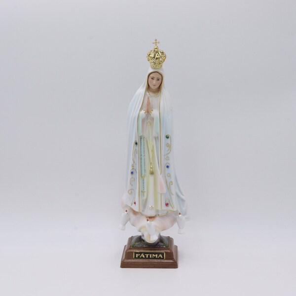 Vierge Marie Fatima Statue Figurine Notre-Dame Bénie En Terre Sainte Religieux 3 Tailles Disponibles Fait Main