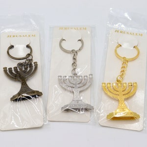3 Pcs Keychain Menorah Key Ring Made In Holy Land Jerusalem Jewish Israel Color All Colors