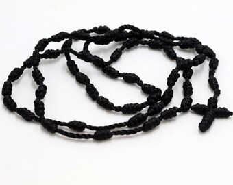 Jerusalem Prayer Rope Orthodox Rosary Black Cross Holy Land Christian Knots Cord