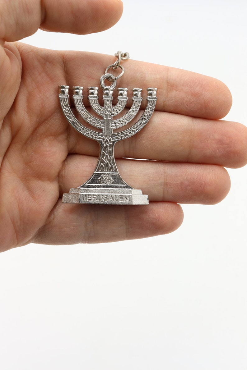 3 Pcs Keychain Menorah Key Ring Made In Holy Land Jerusalem Jewish Israel Color image 9