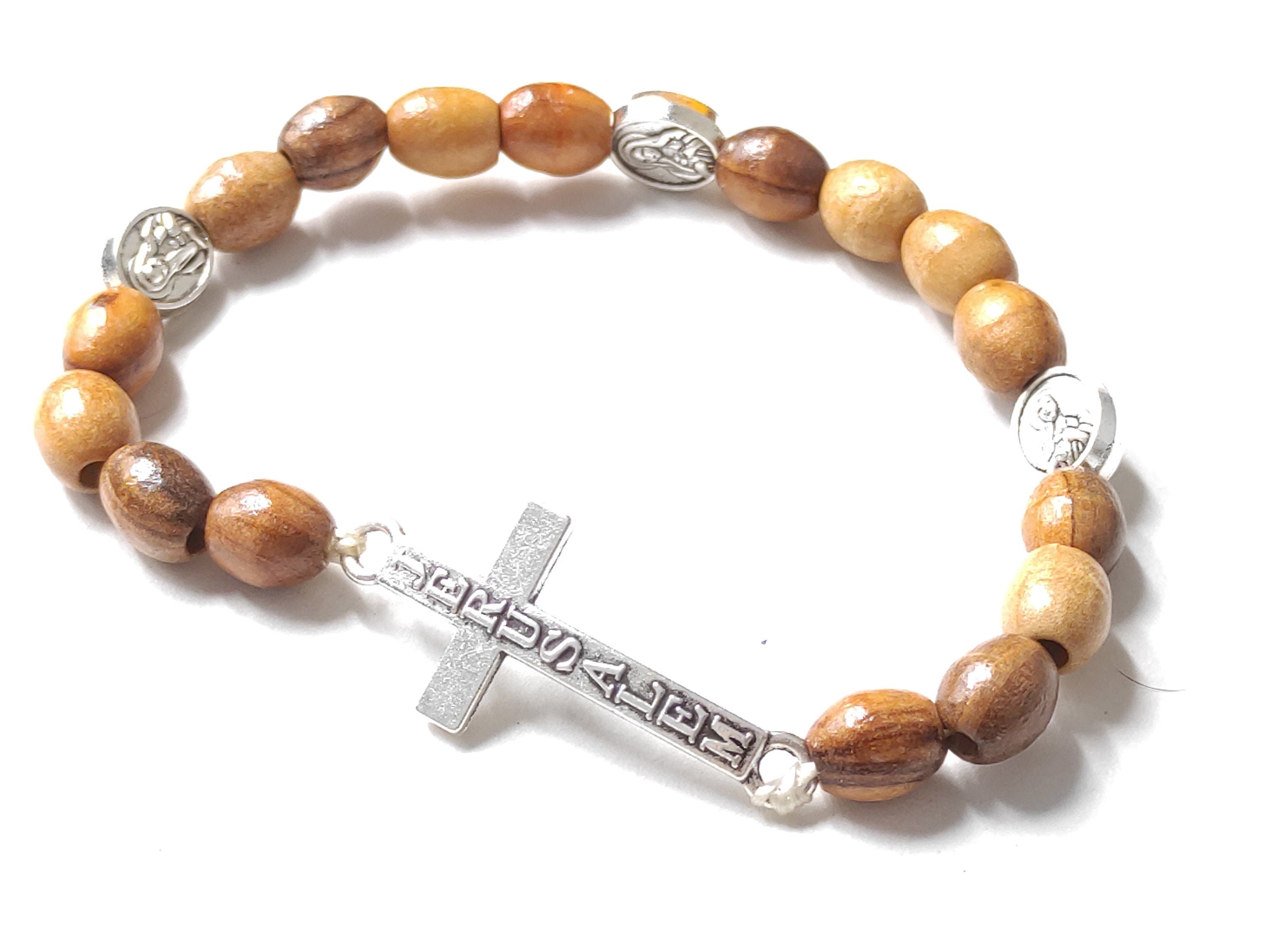 Sterling Silver Elastic Rosary Bracelet, Multi-color Tiger Eyes 10mm - 7  Sorrows Rosaries
