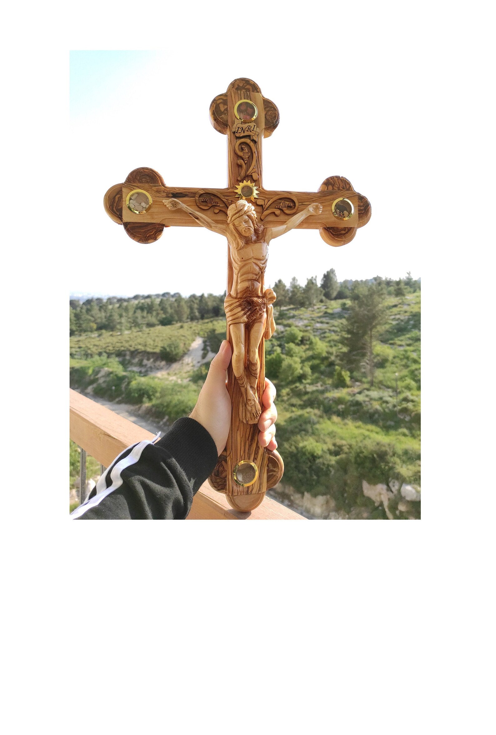 Olive Wood Cross Holy Land Jerusalem 21 Large Bethlehem Etsy UK