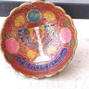 Brass Colored Blue Menorah Candelabrum Jerusalem Handmade Bowl Authentic Armenian Ceramic Design image 7