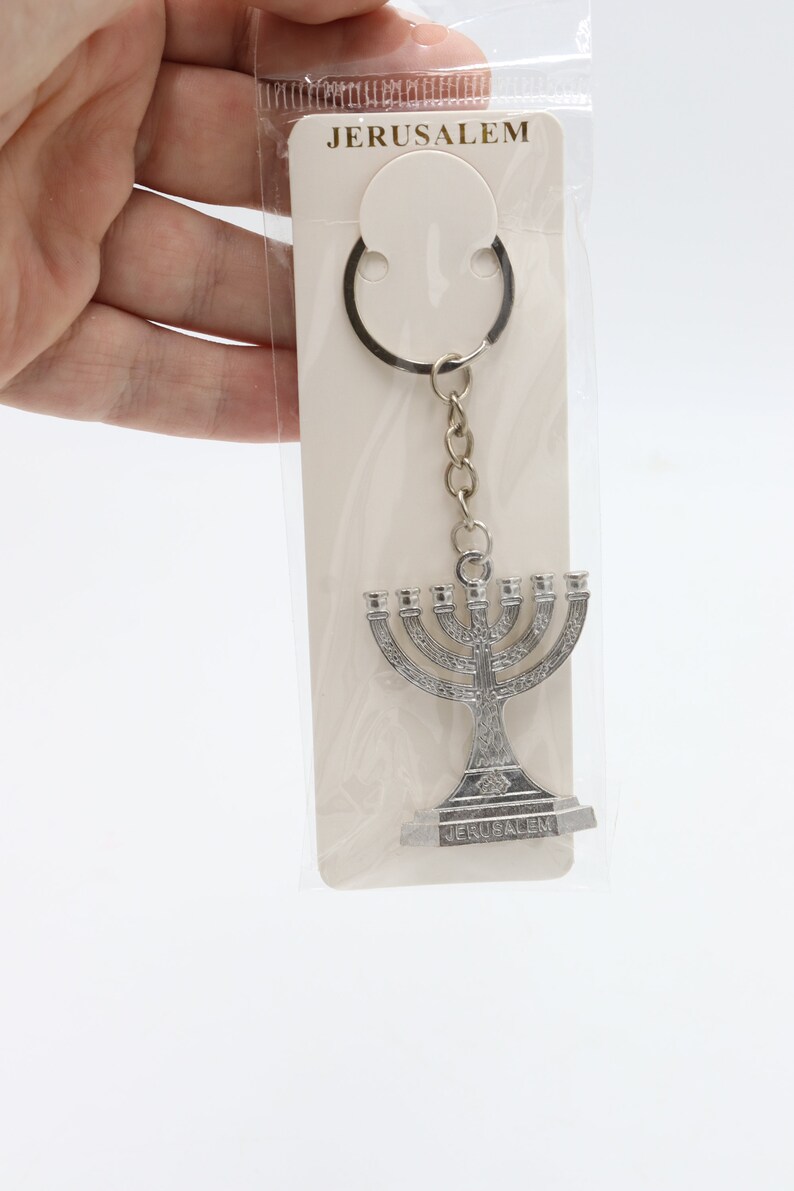 3 Pcs Keychain Menorah Key Ring Made In Holy Land Jerusalem Jewish Israel Color 1 Silver