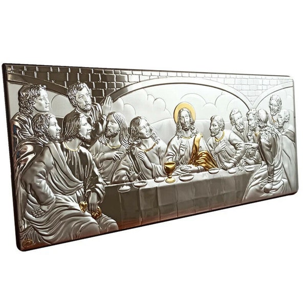 The Last Supper Icon Jesus Christ Orthodox Art Religion Italy Wall Apostles Silver Jerusalem Holy Sepulchre Church