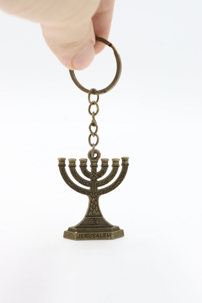 3 Pcs Keychain Menorah Key Ring Made In Holy Land Jerusalem Jewish Israel Color image 2