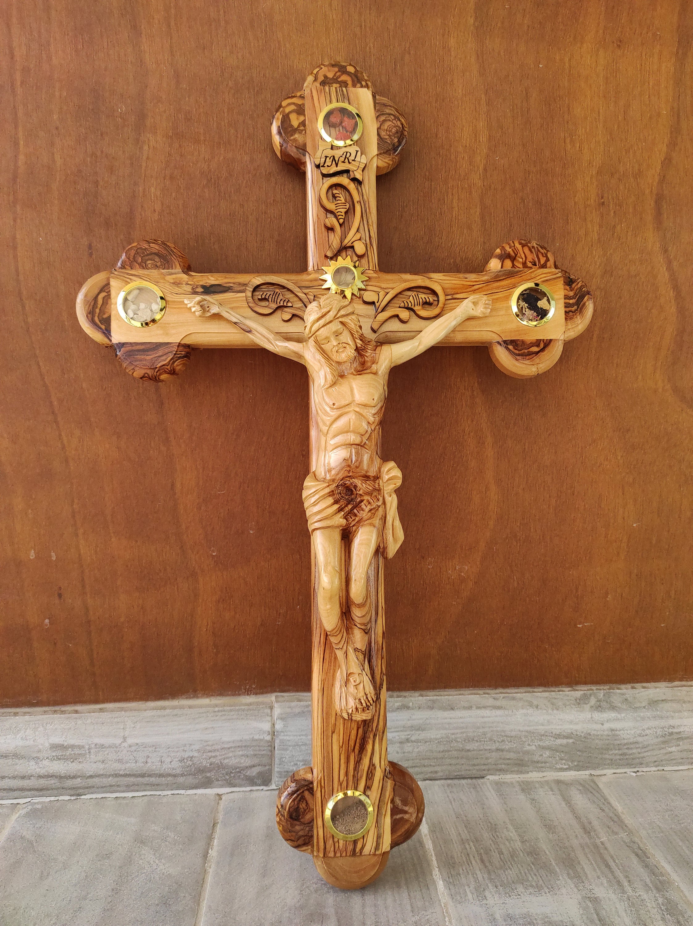 Olive Wood Cross Holy Land Jerusalem 21 Large Bethlehem Etsy UK