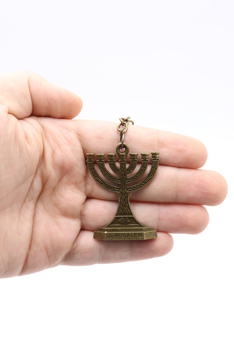 3 Pcs Keychain Menorah Key Ring Made In Holy Land Jerusalem Jewish Israel Color image 3