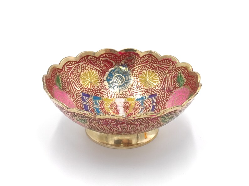 Brass Colored Blue Menorah Candelabrum Jerusalem Handmade Bowl Authentic Armenian Ceramic Design image 2