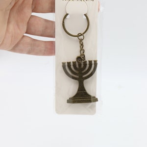 3 Pcs Keychain Menorah Key Ring Made In Holy Land Jerusalem Jewish Israel Color Bronze