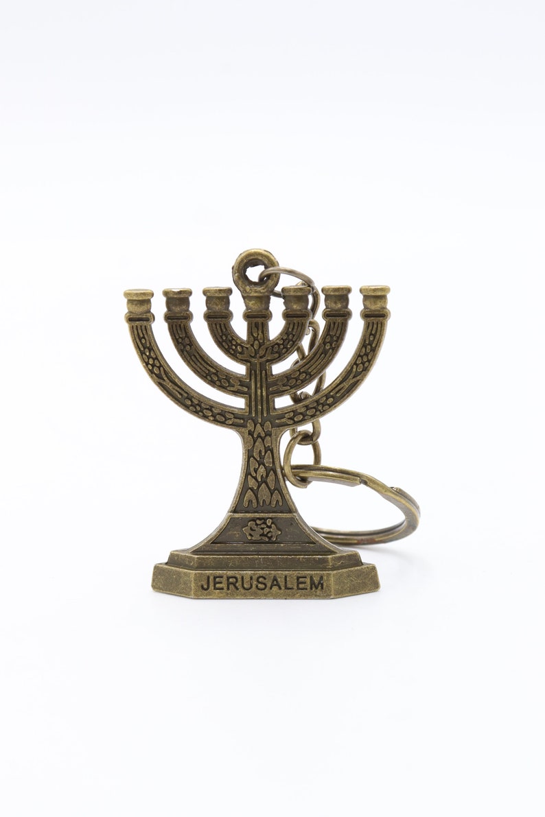 3 Pcs Keychain Menorah Key Ring Made In Holy Land Jerusalem Jewish Israel Color image 7