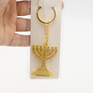 3 Pcs Keychain Menorah Key Ring Made In Holy Land Jerusalem Jewish Israel Color 1 Gold