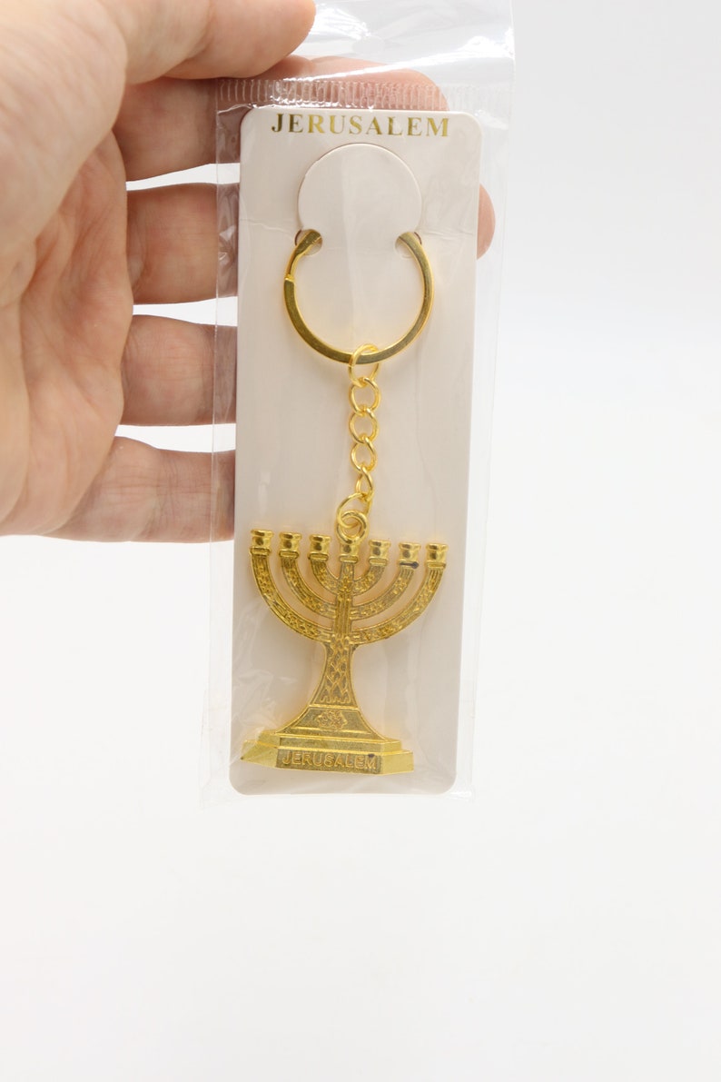 3 Pcs Keychain Menorah Key Ring Made In Holy Land Jerusalem Jewish Israel Color 1 Gold