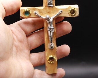 Wall Cross Olive Wood Holy Land Crucifix Jerusalem Handmade Jesus Hanging