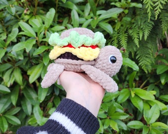 Turtle | Food | Burger | Custom | Plushie | Cute | Gift | Stuffed Animal | Soft | Cuddle