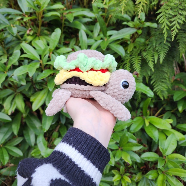 Turtle | Food | Burger | Custom | Plushie | Cute | Gift | Stuffed Animal | Soft | Cuddle