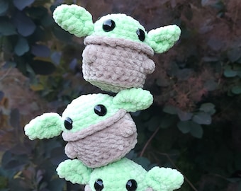 Peluche de Grogu hecho a mano / Juguete de peluche inspirado en Star Wars