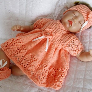 knitting Pattern Baby Dress, head band, mary jane shoes, 17-22 inch  Reborn doll, pdf Digital download