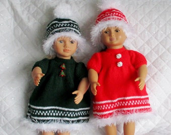 Vestiti per bambole, abito natalizio, modello lavorato a maglia per 18" Our Generation, download istantaneo di ragazza americana