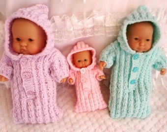 knitting pattern, Berenguer Dolls 5-8 inch clothes, sleep suit, pdf Instant Download UK pattern