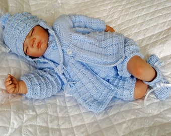 Baby easy Matinee coat knitting pattern, 0-3 Month Baby, Reborn dolls 17-22 inch, Instant Download