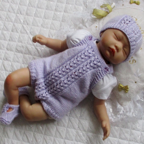 Knitting Pattern Baby Romper Set, 0-6 Months, Hat, T Bar Shoes, Instant Download, Reborn 20-22" Doll, PDF in English UK