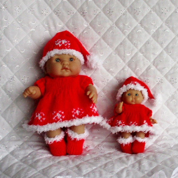 Berenguer Dolls 5 and 8 inch Knitting pattern Christmas Dress set dolls pdf Digital Download