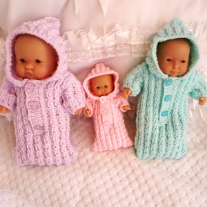 knitting pattern, Berenguer Dolls 5-8 inch clothes, sleep suit, pdf Instant Download UK pattern