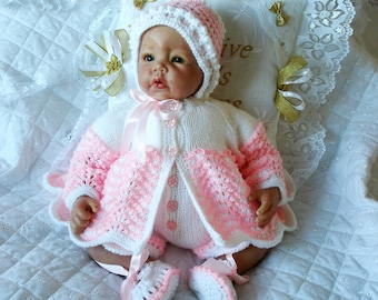 10 inch Ashton Drake Doll Digital download pdf Dolls Clothes knitting Pattern Cable Matinee Coat 4 piece set