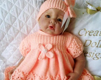 10 inch Ashton Drake Doll Digital download pdf Dolls Clothes knitting Pattern Cable Matinee Coat 4 piece set