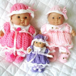 Berenguer Dolls 5-8 inch Knitting Pattern lacy dress set, PDF Digital Download