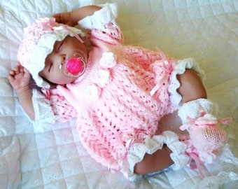 Baby Dolls clothes Knitting Pattern, Romper set baby girl 18 inch Reborn Doll, dk, PDF instant Digital download