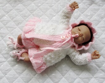 10 inch Ashton Drake Doll Digital download pdf Dolls Clothes knitting Pattern Cable Matinee Coat 4 piece set