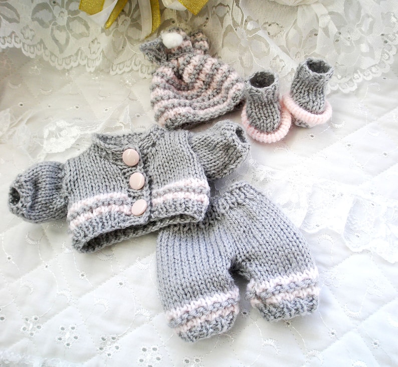 Berenguer Dolls 5-8 inch knitting pattern pram dress sets, pdf Digital Download image 8