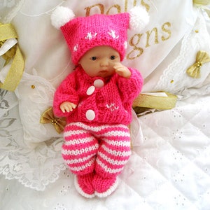 Berenguer Dolls 5-8 inch knitting pattern pram dress sets, pdf Digital Download image 5