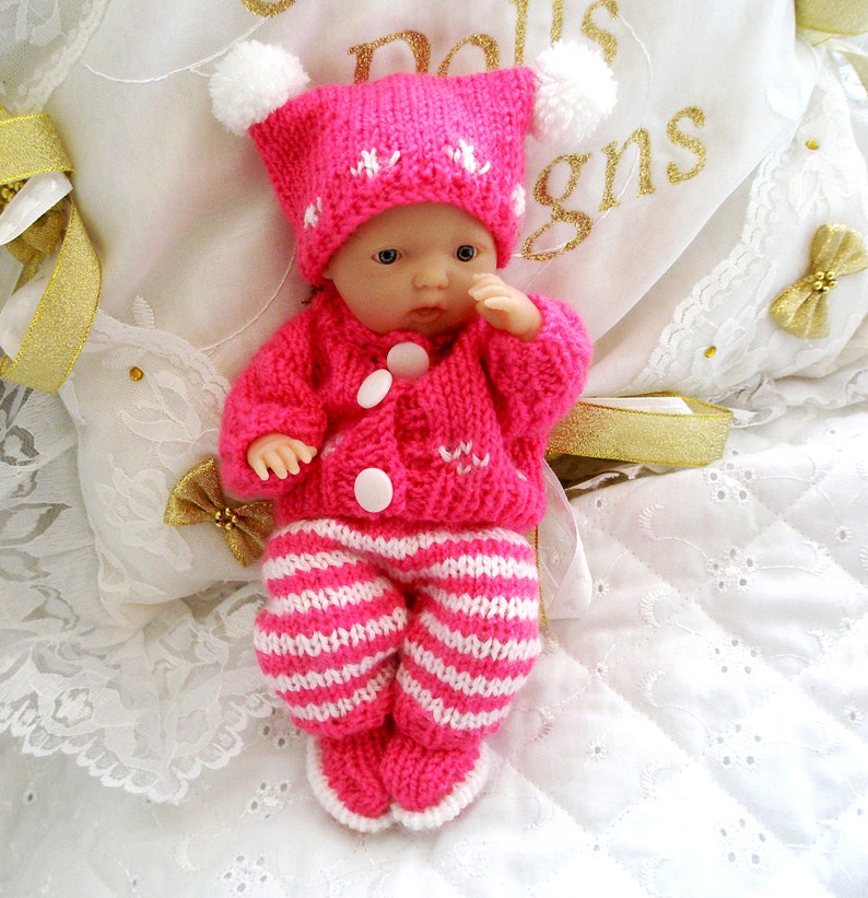 Berenguer Dolls 5-8 inch knitting pattern pram dress sets, pdf Digital Download image 5