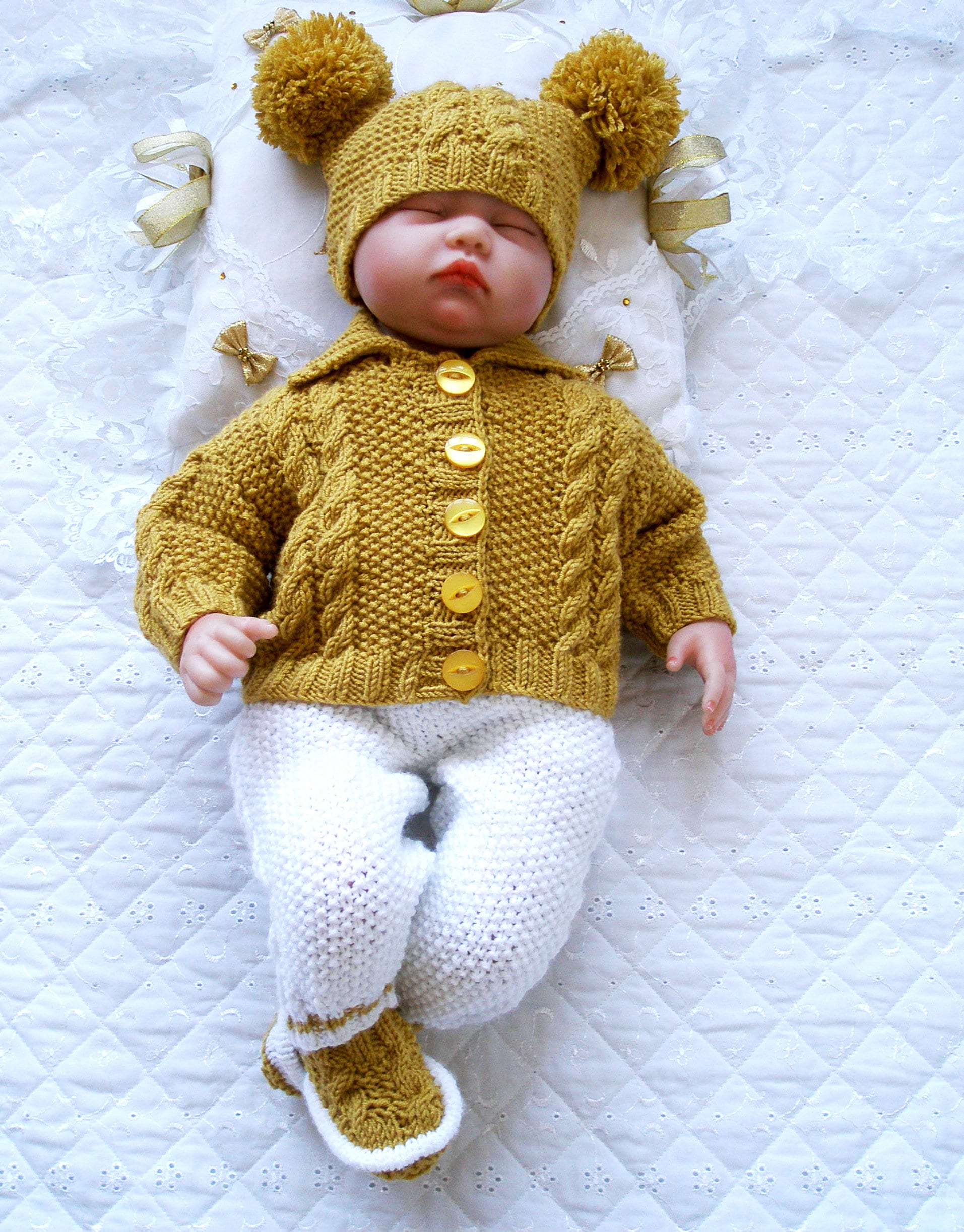 Baby Boy Girl Cable Jacket Set Knitting Pattern 03 Month Etsy UK