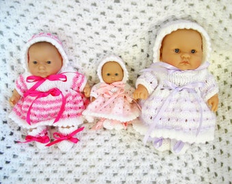 Berenguer Dolls 5-8 inch Knitting pattern picot edge dress set dolls pdf Digital Download