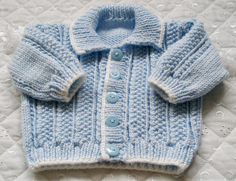 Baby Boys maglia modello Cardigan, 0-3 mesi, bambola Reborn 20-22, download digitale PDF immagine 5